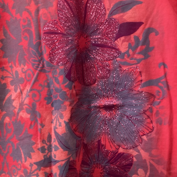Women’s Hanes JMS Just My Size Flower Sparkly Short Sleeve Tee Shirt 1X - Picture 2 of 6